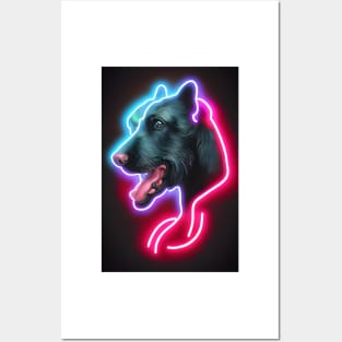 Dog lover | Cute neon dog head Posters and Art